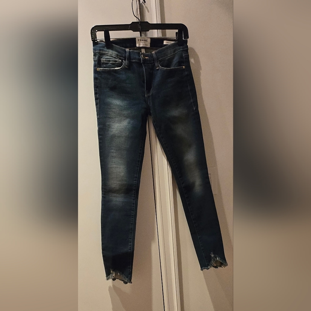 FRAME Denim Le Skinny de Jeanne Distressed Blue Jeans Womens 27 NWOT